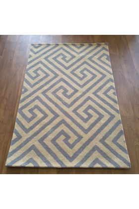 Handmade Wool Special Maze Blue Cream - 114 x 175 cm