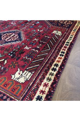 Persian Shiraz Hand knotted Tribal Wool Rug - 100 x 147 cm (3'3" x 4'10")