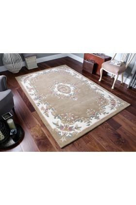 Royal Traditional Aubusson Wool Rug - Beige