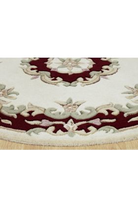 Royal Traditional Wool Rug - Cream Red-Half Moon 67 x 137 cm