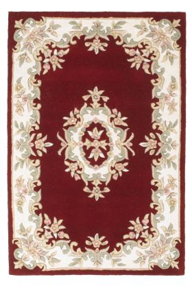 Royal Traditional Aubusson Wool Rug - Red
