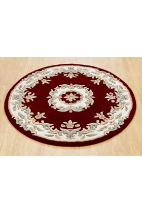 Royal Traditional Wool Rug - Red-Circle 120 cm 