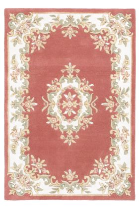 Royal Traditional Aubusson Wool Rug - Rose