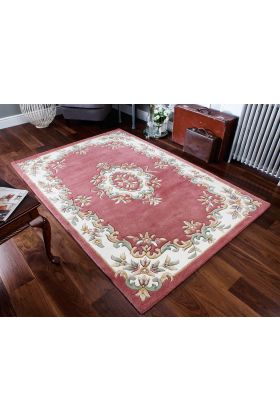 Royal Traditional Aubusson Wool Rug - Rose
