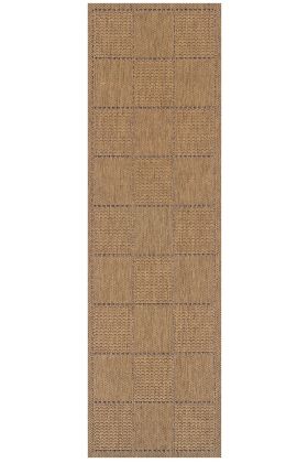 Checked Flat Weave Hall Runner - Natural - 60 x 230 cm