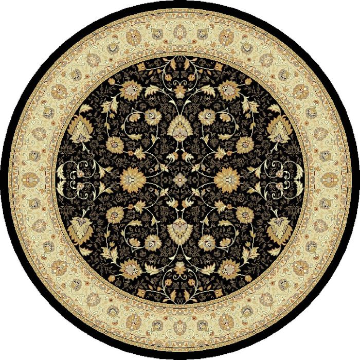 Noble Art Traditional Persian Agra Design Rug - Black Beige 6529/090-Circle 135 cm (4'5
