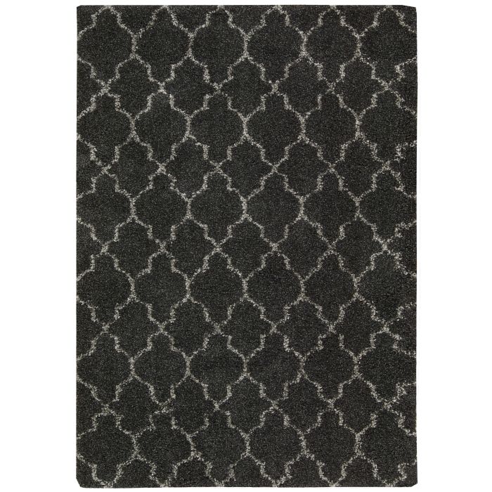 Amore Luxury Pattern Shaggy Rug - Charcoal-119 x 180 cm (3'11