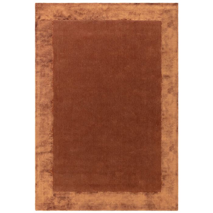 Ascot Border Wool Viscose Rug - Rust-200 x 290 cm - 6ft7in x 9ft6in
