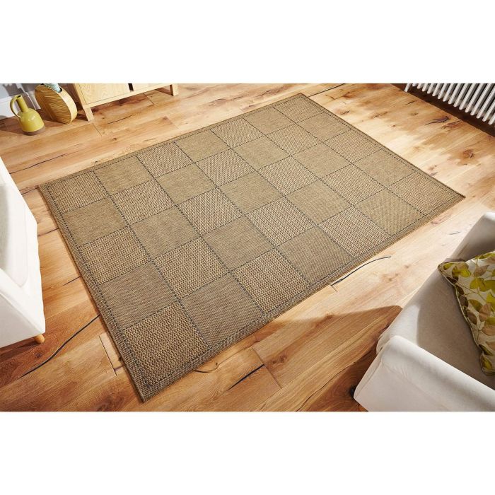 Checked Flat Weave Rug - Natural  -  120 x 160 cm (4' x 5'3