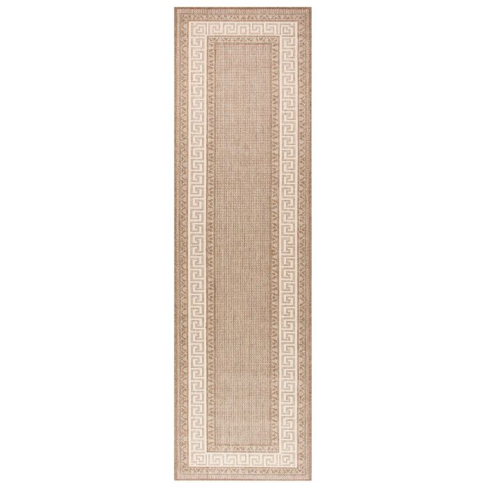 Greek Key Flat weave Hall Runner  - Brown - 60 x 230 cm
