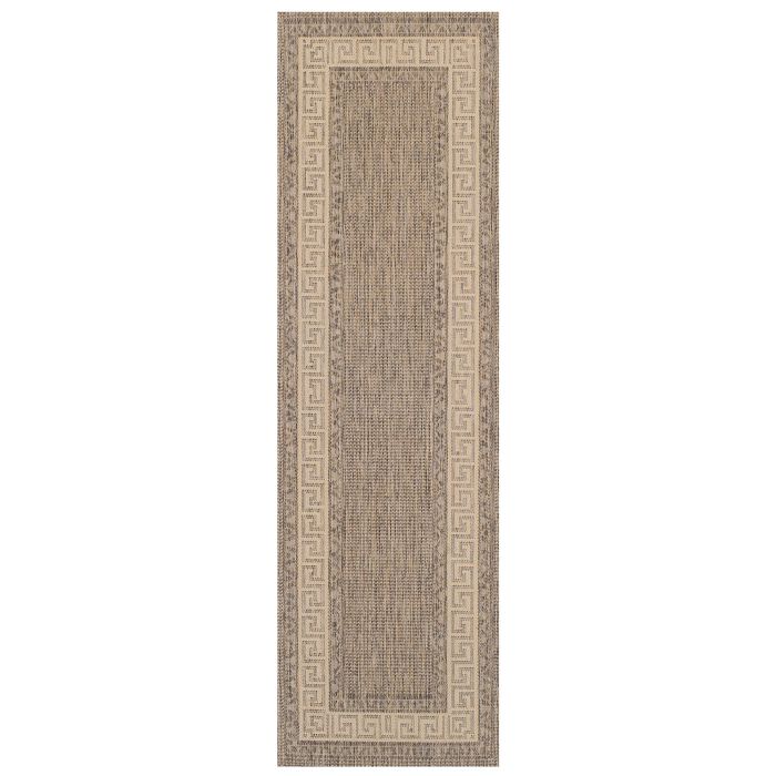 Greek Key Flat weave Hall Runner  - Grey - 60 x 180 cm