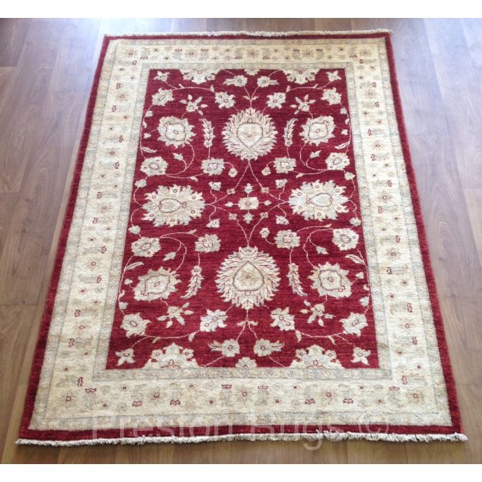 Afghan Ziegler Hand-knotted Traditional Wool Rug - Red 130 x 176 cm (4'3