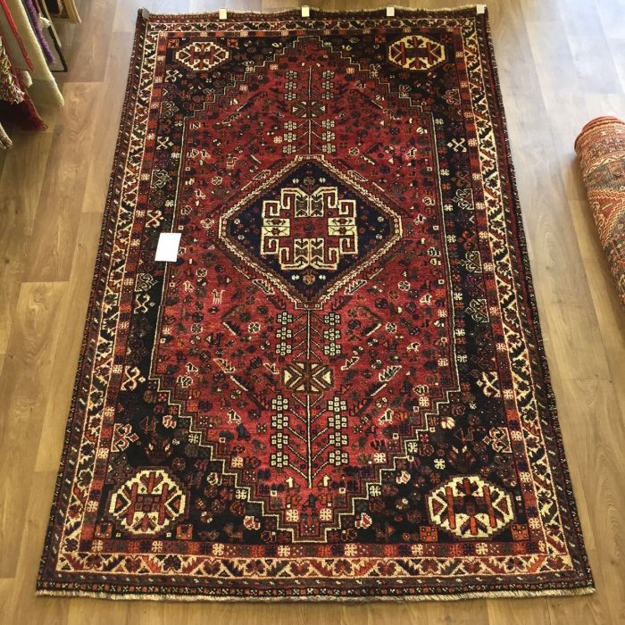 Persian Shiraz Hand knotted Tribal Wool Rug - 156 x 249 cm (5'1