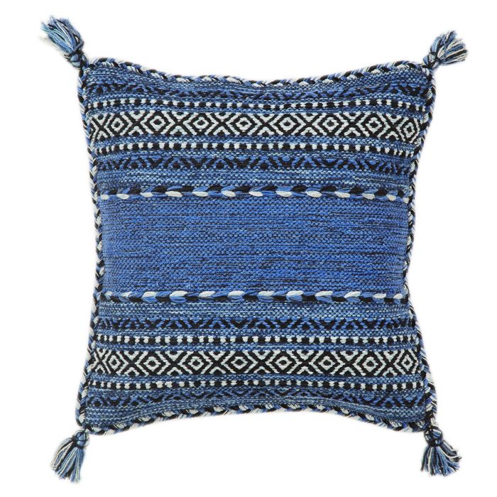 Kelim Flat-weave Rug - Blue-Cushion Covers 47 x 47 cm (Twin Pack)