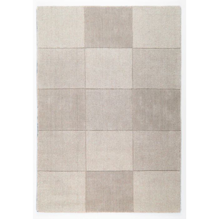 Wool Squares Rug - Beige -  60 x 100 cm (2' x 3'3