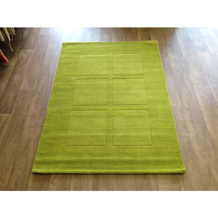 Trend Modern Squares Wool Rug - Lime Green