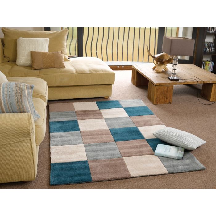 Inspire Squared Rug - Teal/Duck Egg-160 x 230 cm (5'3