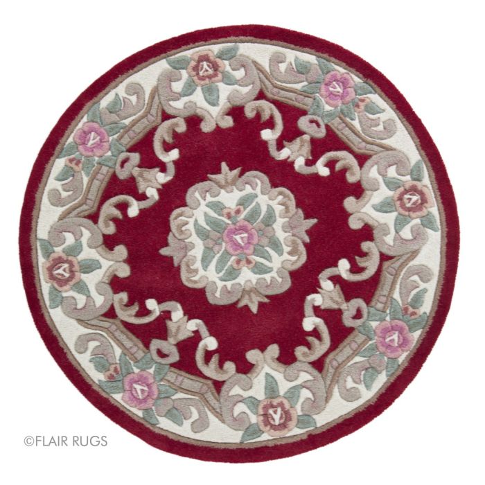Aubusson Panel Rug  - Red-Circle 120 cm (4') 