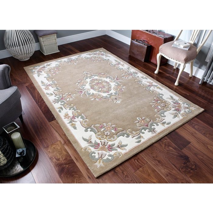 Royal Traditional Aubusson Wool Rug - Beige