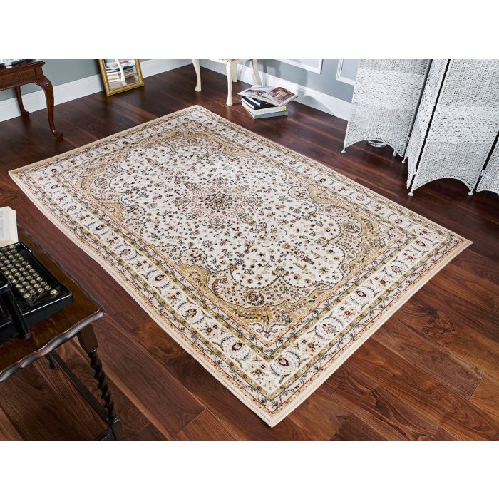 Royal Classic Traditional Persian Design Ivory Beige Rug - 217 W-200 x 285 cm (6'7