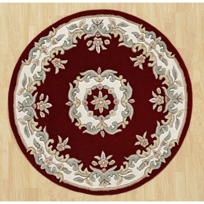 Royal Traditional Wool Rug - Red-Circle 120 cm 