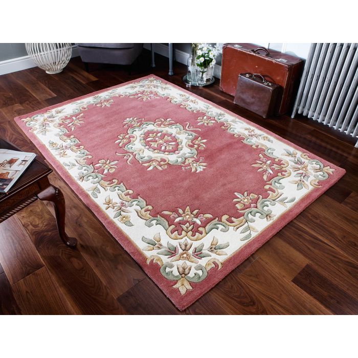 Royal Traditional Aubusson Wool Rug - Rose-200 x 285 cm (6'7